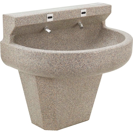 Global Industrial Wall Mounted Wash Fountain, 2 Station, Sensor-Operated 604083